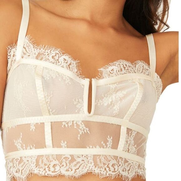 FP Intimately - S, M - Layer in Lace Bustier Underwire Bra Ivory Free People - Picture 2 of 9